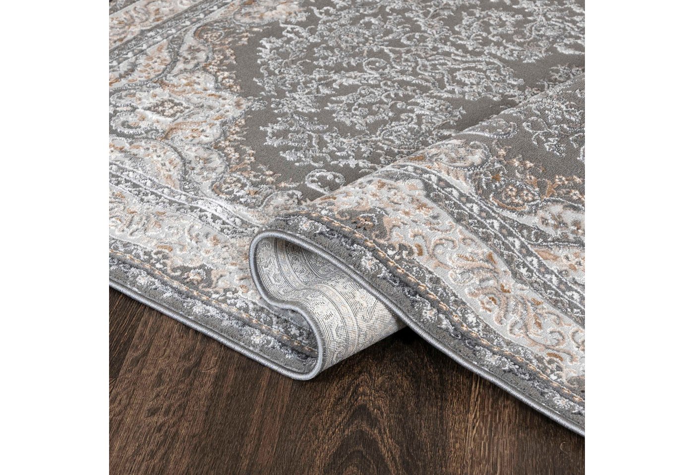 Mazovia Designteppich Klassisch Bordüre Anthrazit Grau Wohnzimmer, Schlafzimmer, Esszimmer, Fußbodenheizung Bild 2