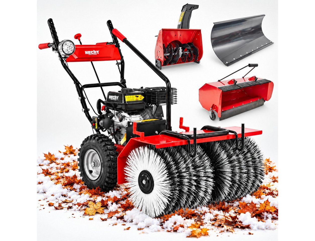 Hecht Benzin-Kehrmaschine 8680 SE mit Auffangbehälter, Schneeschild, Schneefräse, 80,00 cm Arbeitsbreite, (4-tlg), 6,5 PS, LED-Scheinwerfer, Elektrostarter Bild 4