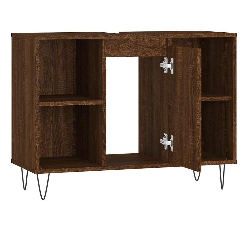 furnicato Badkommode Badezimmerschrank 80 x 33 x 60 cm Braun Eichen-Optik (1 St), Badregal mit flexibler Türmontage und viel Stauraum für dein Bad Bild 3