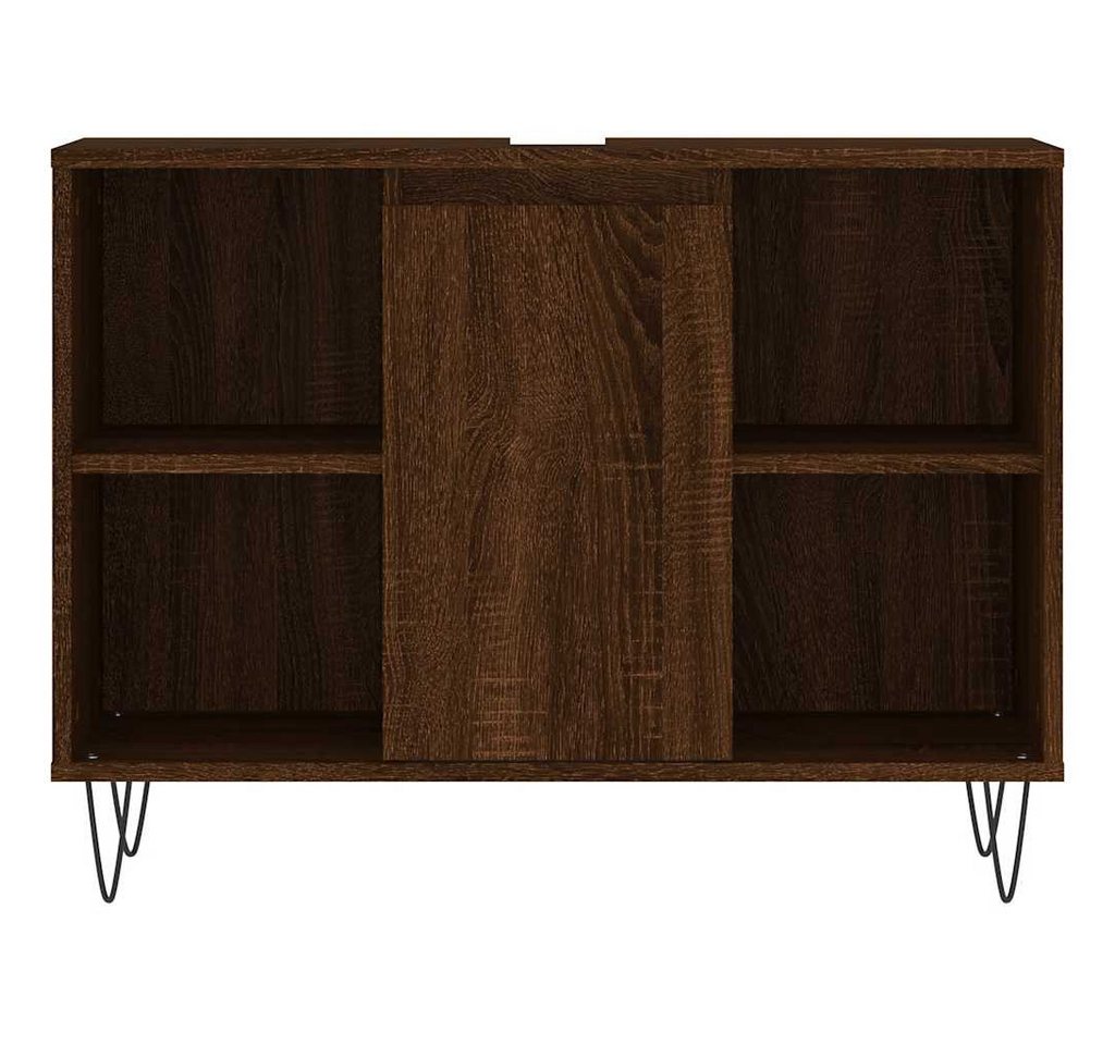 furnicato Badkommode Badezimmerschrank 80 x 33 x 60 cm Braun Eichen-Optik (1 St), Badregal mit flexibler Türmontage und viel Stauraum für dein Bad Bild 4