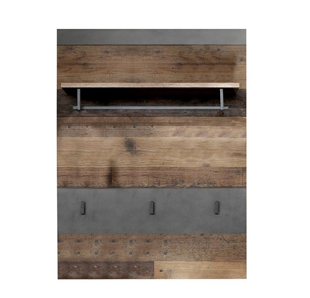 trendteam Garderobenpaneel Indy Old Wood Grau / Braun, Garderobe Kleiderstange Kleiderhaken Flurgarderobe 80 x 106 x 28 cm Bild 2