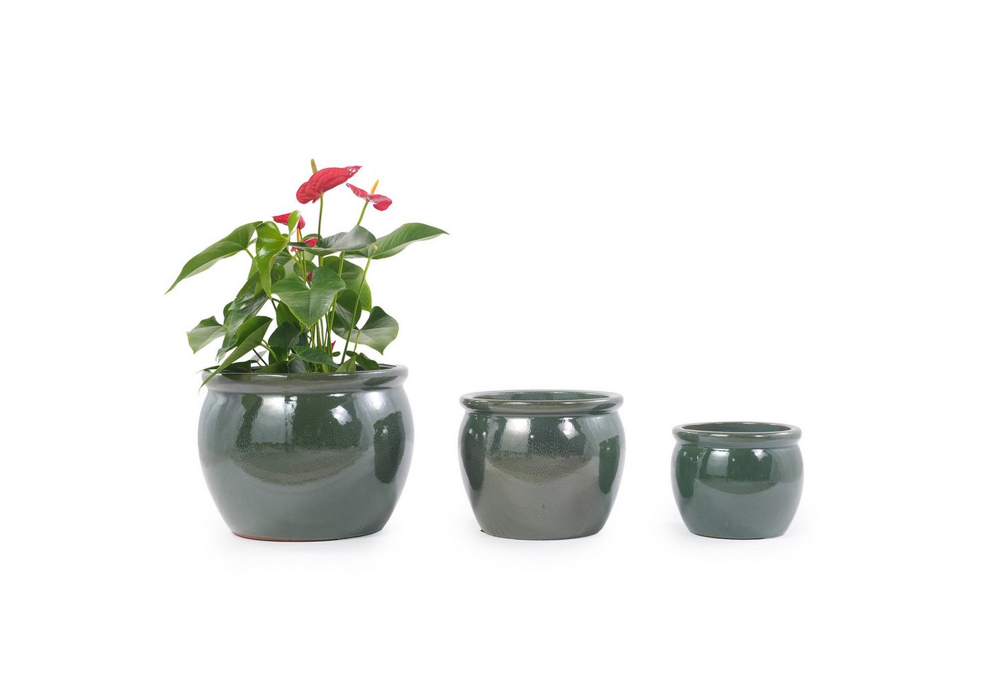 Rolipo Blumentopf Pflanztopf Keramiktopf mit Ablaufloch 37 cm rund frostsicher, für Wohnzimmer / Balkon / Terrasse, Gartendekoration handgemacht Bild 4