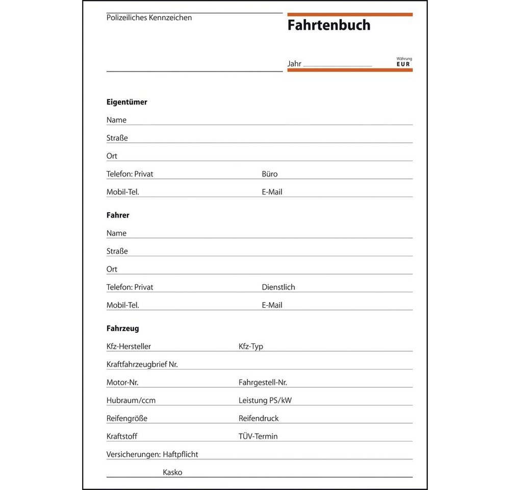 Sigel Formularblock Sigel FA513 DIN A5 Fahrtenbuch Anzahl der Blätter: 32 1 St.