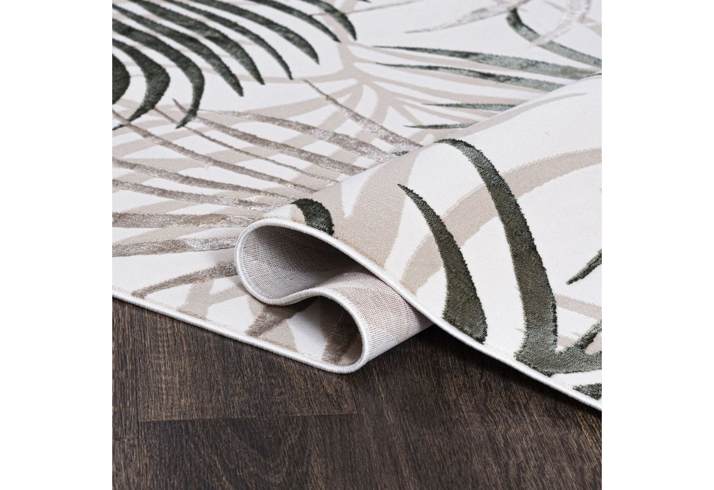 Mazovia Designteppich Boho Pflanzlich Beige Creme Wohnzimmer, Schlafzimmer, Esszimmer, Fußbodenheizung