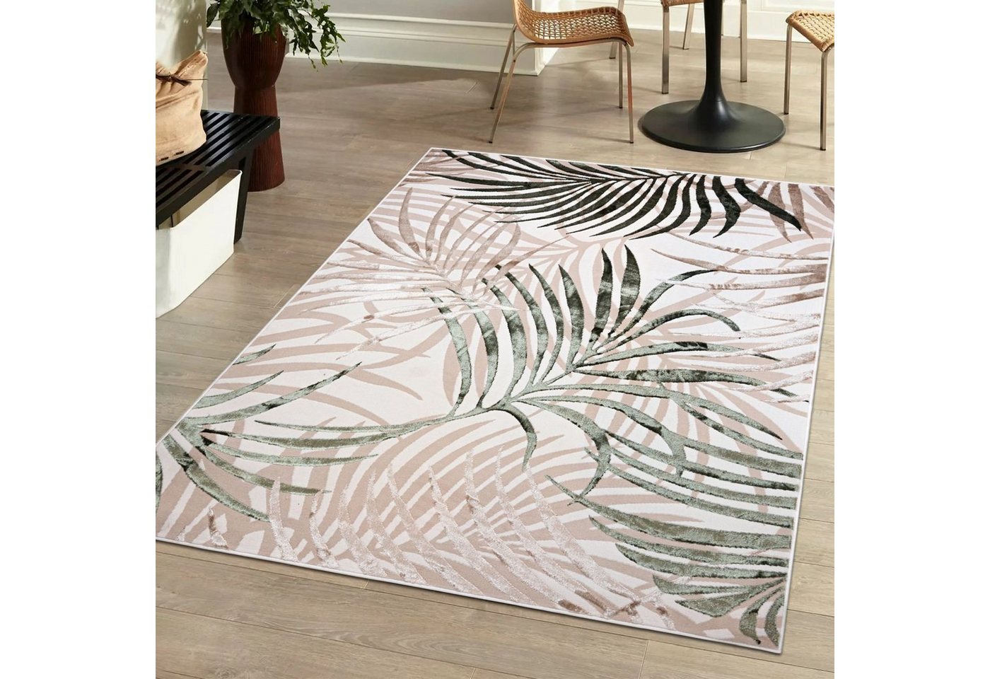 Mazovia Designteppich Boho Pflanzlich Beige Creme Wohnzimmer, Schlafzimmer, Esszimmer, Fußbodenheizung Bild 4