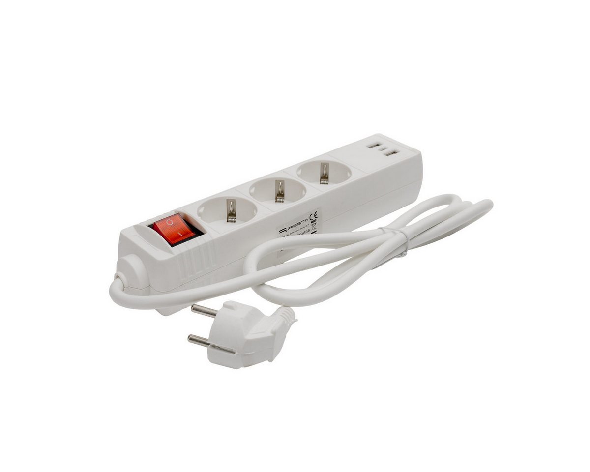 Fiesta Steckdosenleiste 3-fach (Ein Aus Schalter, USB Ladefunktion, Kindersicherung, Überspannungsschutz, Kabellänge 1,5 m), 3 Steckdosen mit USB A und USB C Ladefunktion Bild 2