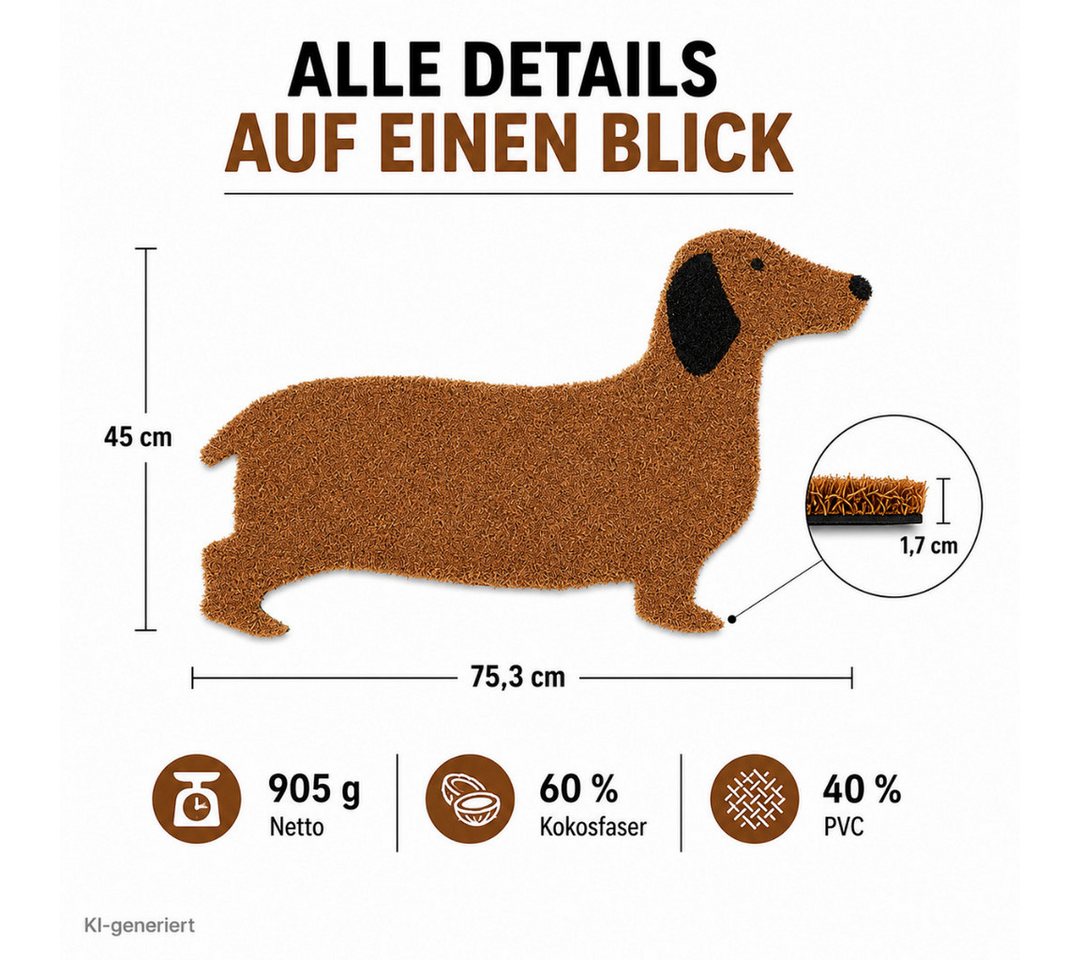 Topanbieter999 Fußmatte Türmatte Tierform Design rutschfest, Hund Bild 4