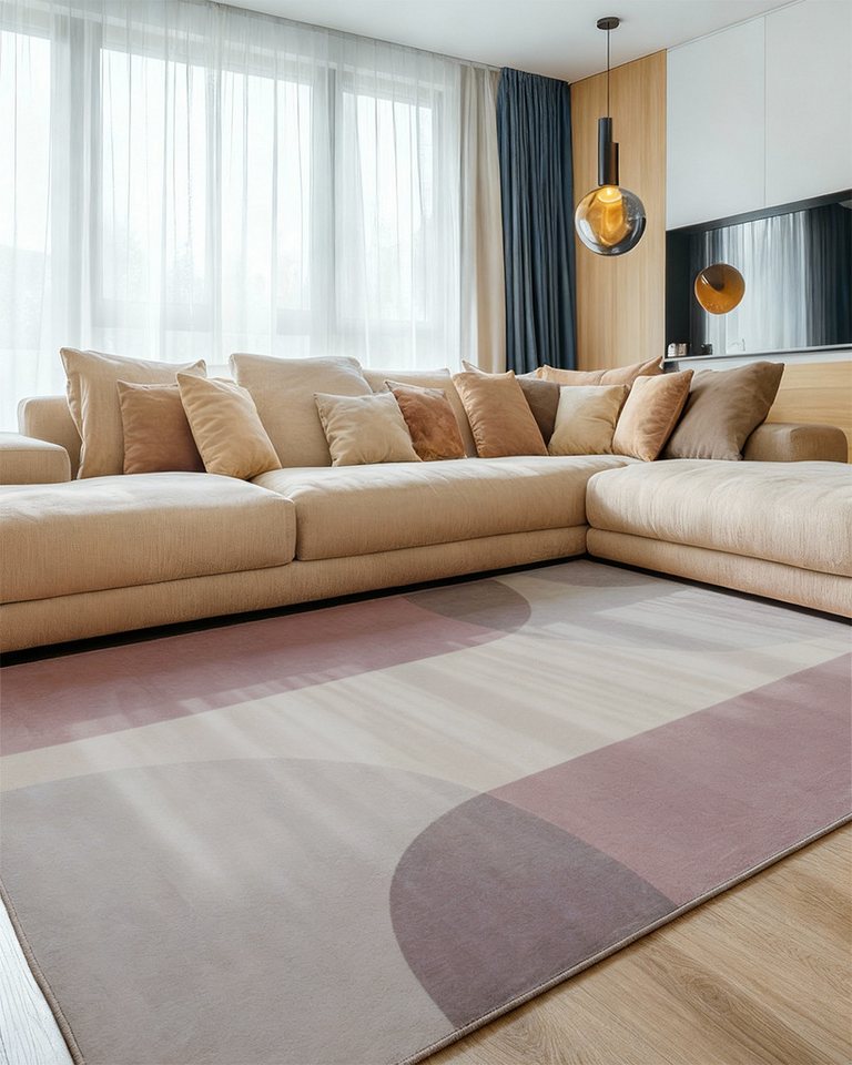 Mazovia Designteppich Modern Geometrisch Beige Ecru Wohnzimmer, Schlafzimmer, Esszimmer, Fußbodenheizung Bild 3