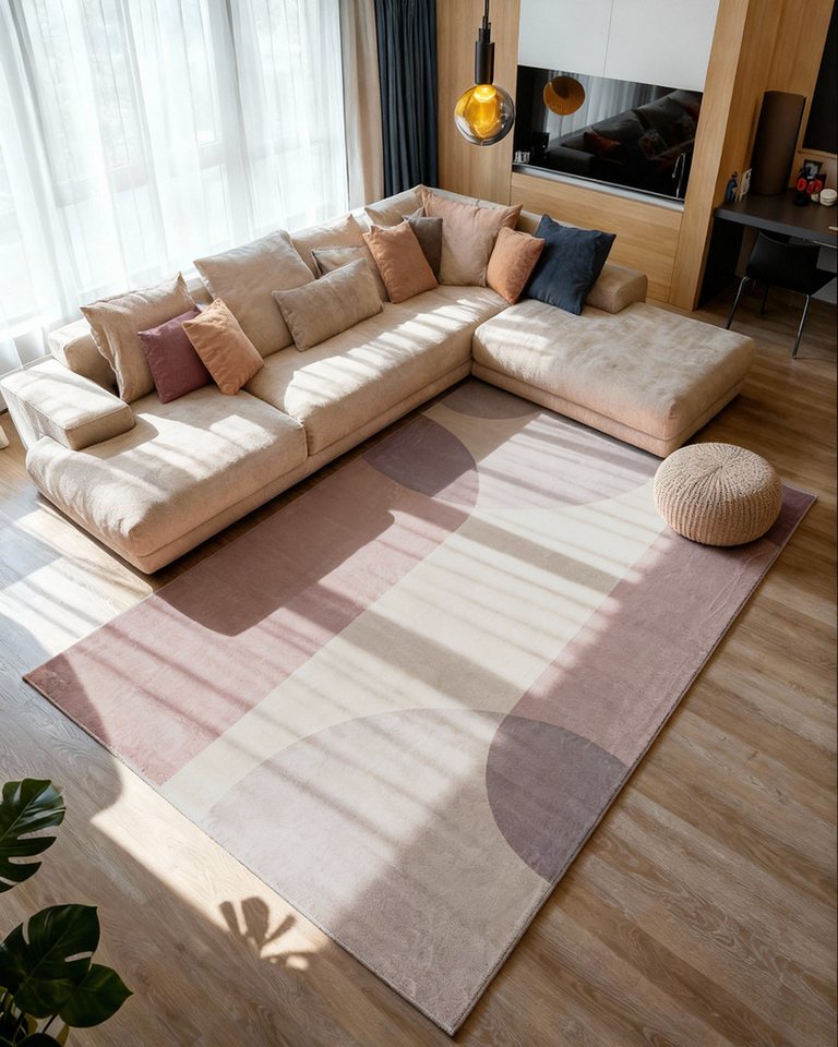 Mazovia Designteppich Modern Geometrisch Beige Ecru Wohnzimmer, Schlafzimmer, Esszimmer, Fußbodenheizung Bild 5