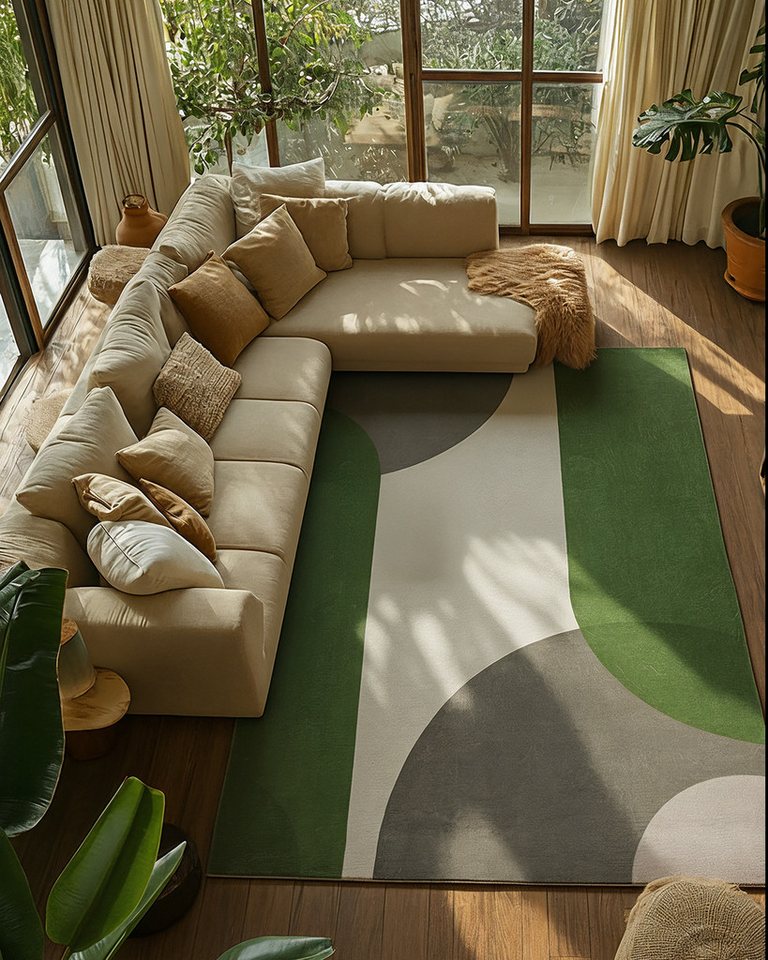 Mazovia Designteppich Modern Geometrisch Weiß Ecru Wohnzimmer, Schlafzimmer, Esszimmer, Büro, Fußbodenheizung Bild 4
