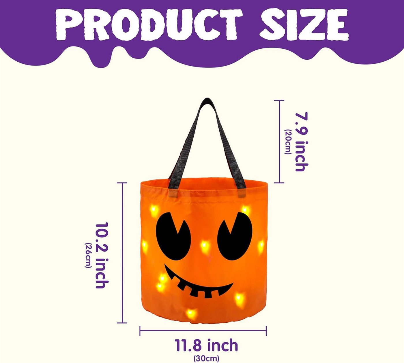 JOYIN Geschenk-Tragetasche JOYIN 3 Stk. Halloween Kürbiseimer mit LED, orange mit Griff Bild 2