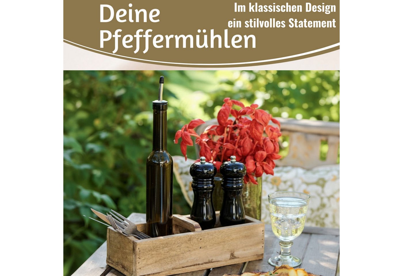 LS-LebenStil Salz-/Pfeffermühle iB Laursen Holz Salzmühle & Pfeffermühle Set Schwarz 21x5cm Keramikmah manuell, (2 Stück) Bild 2