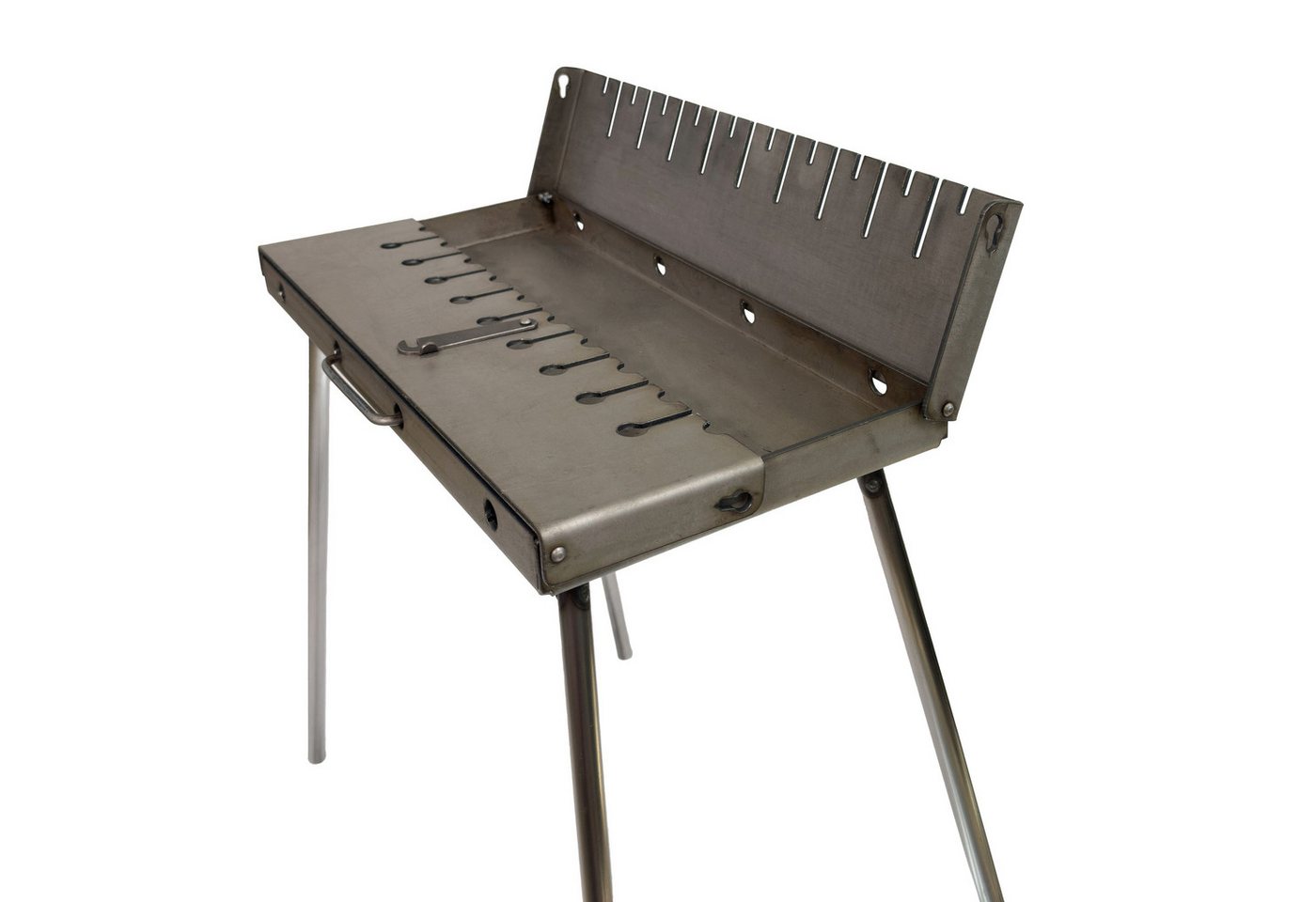 GOROCH Holzkohlegrill Mangal Tragbarer Schaschlik Grillkoffer aus 3 mm Stahl für 10-Spieße