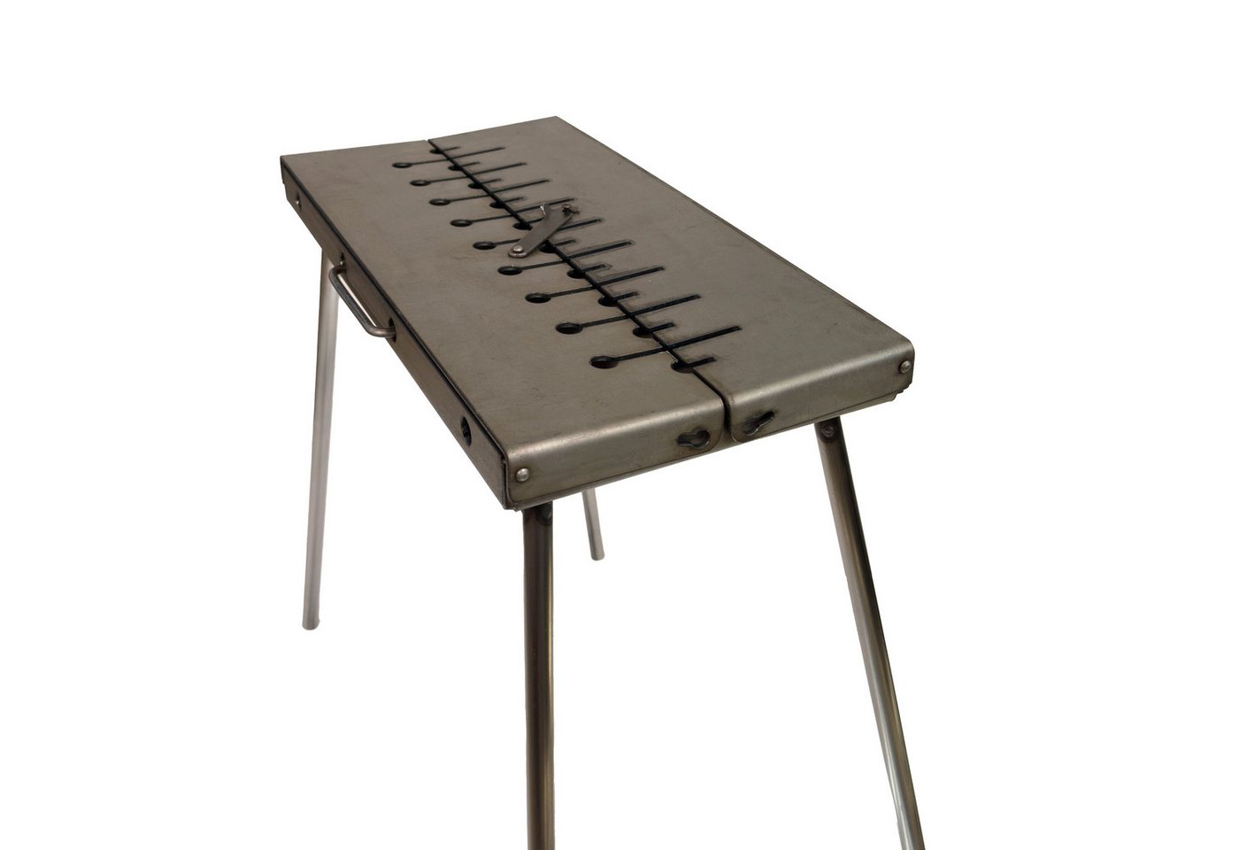 GOROCH Holzkohlegrill Mangal Tragbarer Schaschlik Grillkoffer aus 3 mm Stahl für 10-Spieße Bild 4