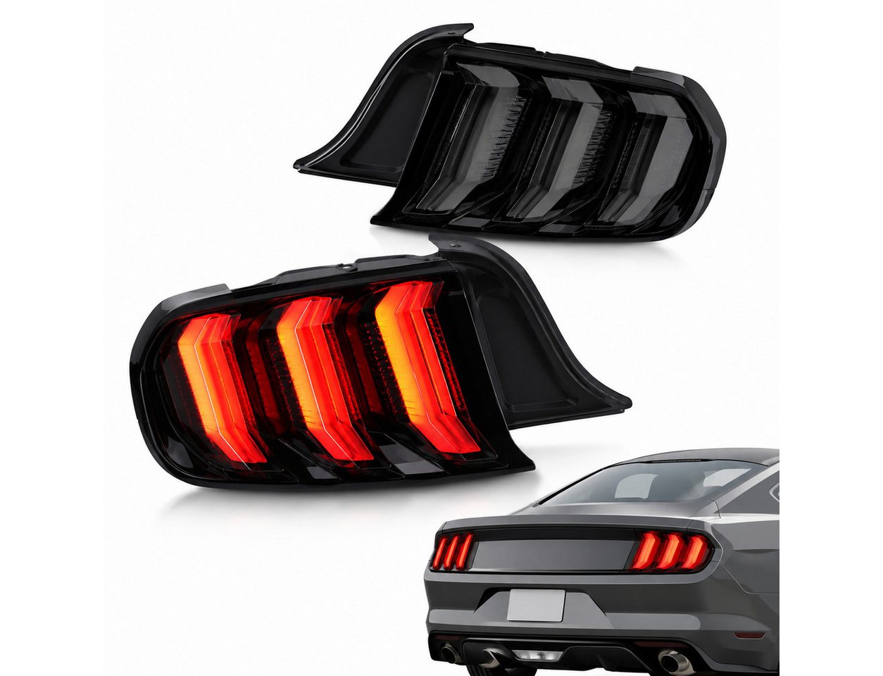 LLCTOOLS KFZ-Ersatzleuchte LED Rückleuchten passend für Ford Mustang 2015-2020 Smoke Heckleuchte, LED Bild 4