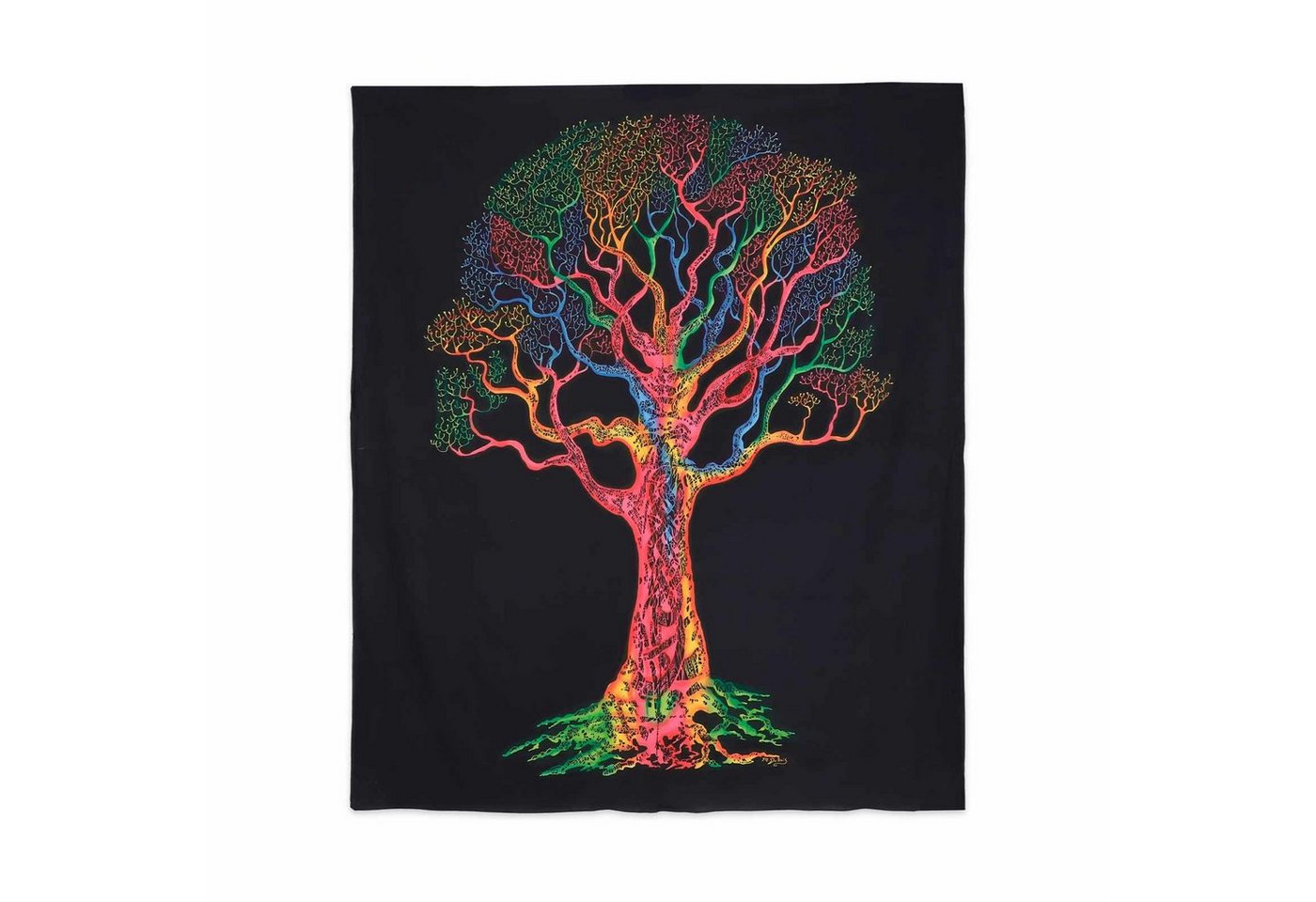 KUNST UND MAGIE Wandteppich XL Tagesdecke Wandbehang Deko Baum Meditation UV Aktiv ca. 200x240 cm