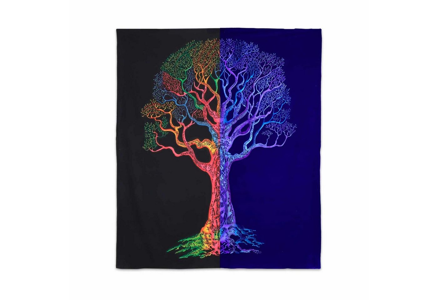 KUNST UND MAGIE Wandteppich XL Tagesdecke Wandbehang Deko Baum Meditation UV Aktiv ca. 200x240 cm Bild 2