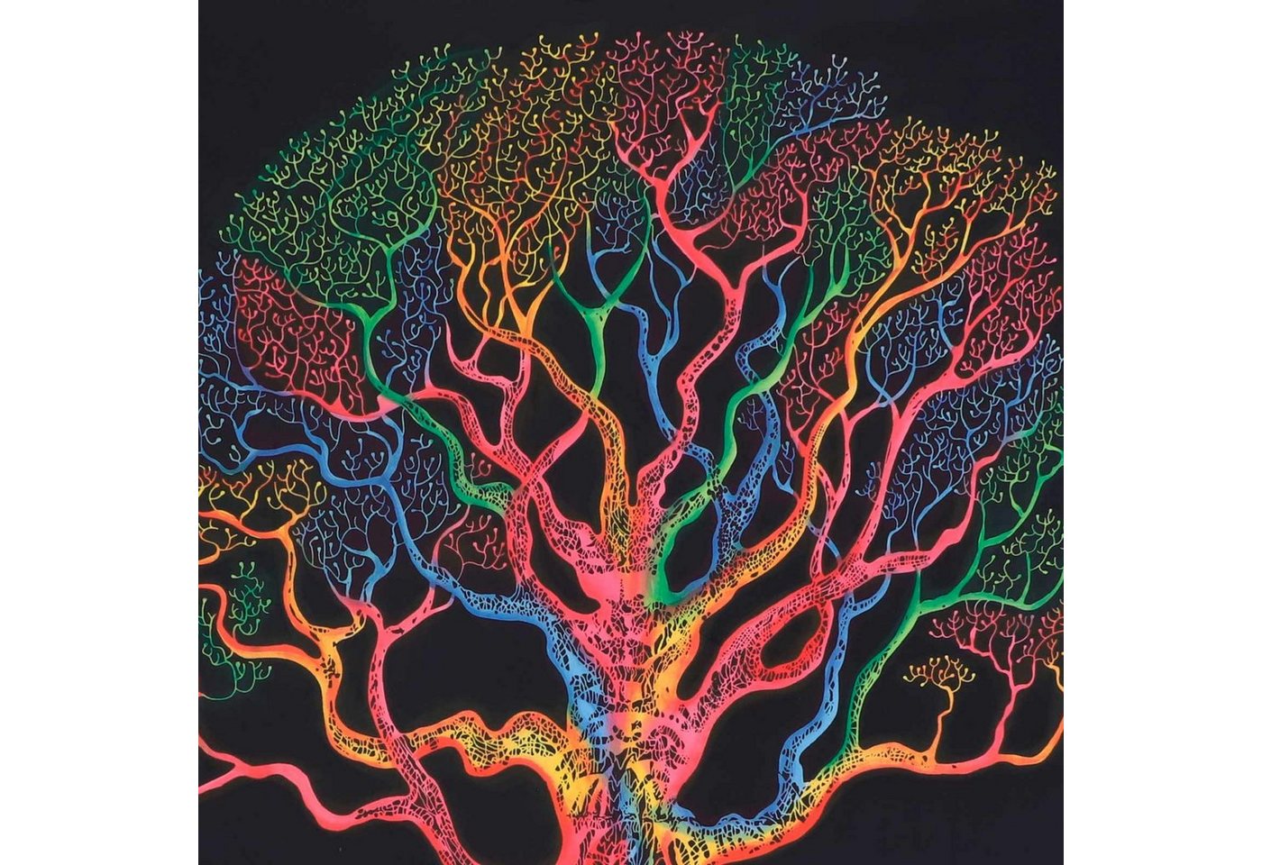 KUNST UND MAGIE Wandteppich XL Tagesdecke Wandbehang Deko Baum Meditation UV Aktiv ca. 200x240 cm Bild 3