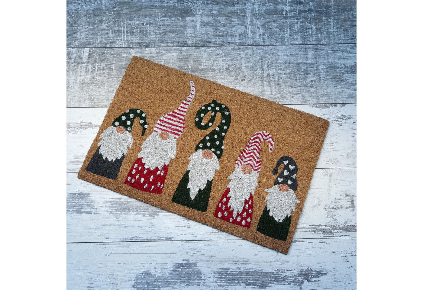 MARELIDA Fußmatte Wichtel Zwerge Weihnachten Schmutzfangmatte Türmatte Kokosmatte, Höhe: 1.5 mm