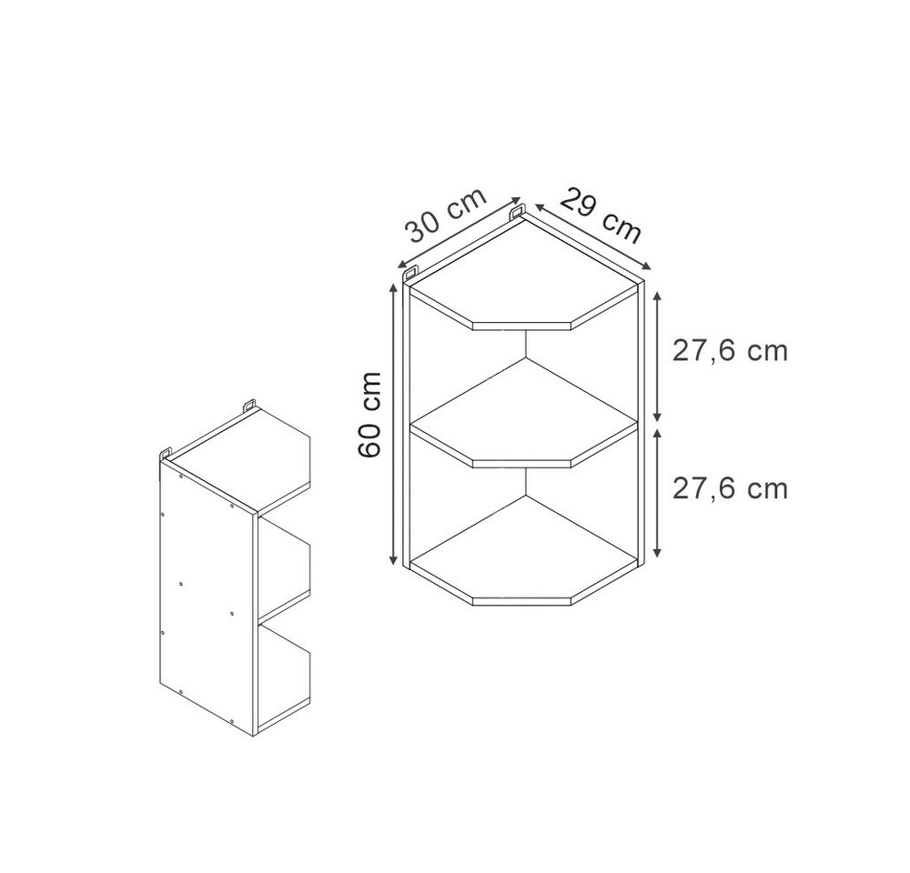 Vicco Hängeschrank R-Line, Anthrazit/Anthrazit, 30 cm mit 2 Fächern (1-St) Bild 4
