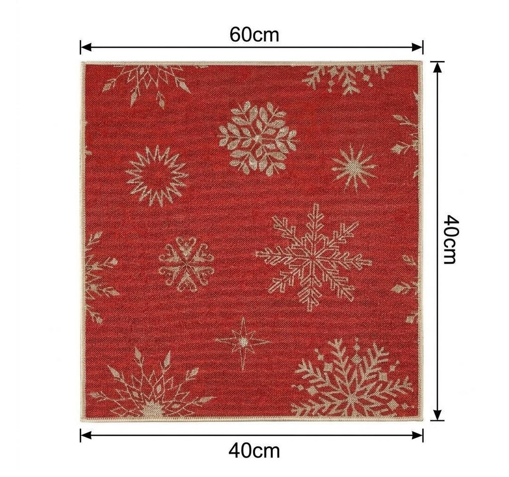 GarveeMore Fußmatte Weihnachten Fußmatte 40x60cm rot mit Schneeflocken, rutschfest, waschbar, Innen & Außen Weihnachtsdekoration, rote Eingangsmatte Bild 3