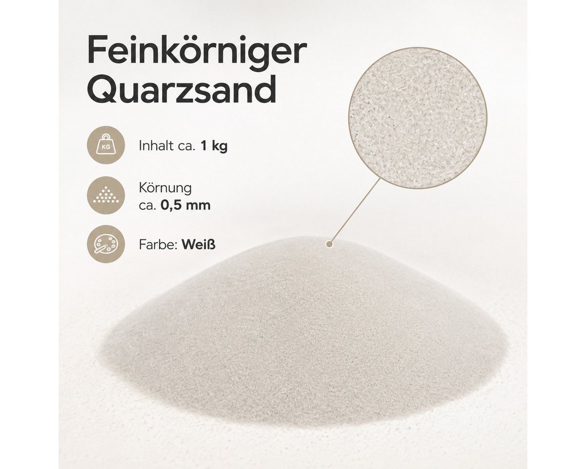 NaDeco Bastelnaturmaterial Quarzsand fein, Natur, Körnung 0,5 mm, 1 kg Streusand Räuchersand