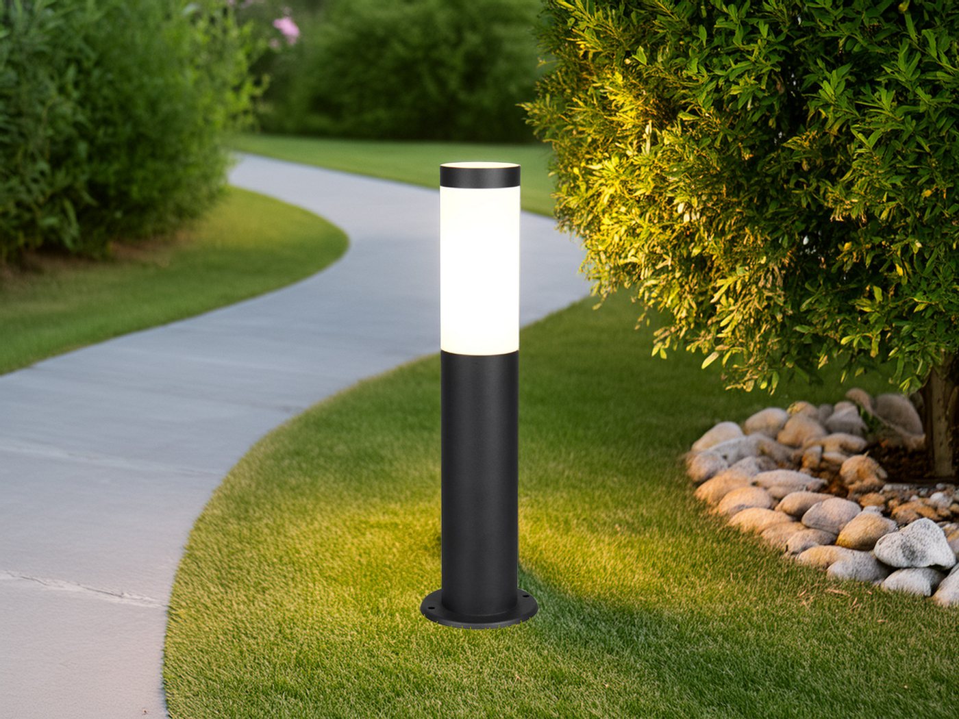TRIO Leuchten LED Sockelleuchte aus Edelstahl Schwarz, Höhe 45cm, LED wechselbar, warmweiß, Wegbeleuchtung Gartenlampen Garten-Beleuchtung Einfahrt, inkl. E27 LED Bild 2