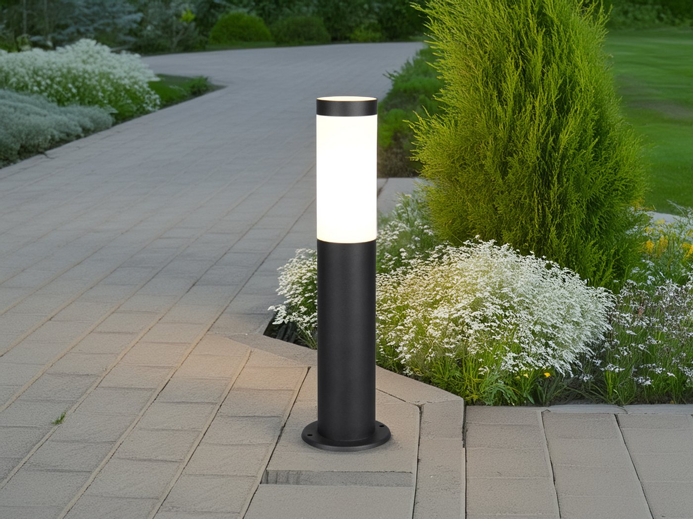 TRIO Leuchten LED Sockelleuchte aus Edelstahl Schwarz, Höhe 45cm, LED wechselbar, warmweiß, Wegbeleuchtung Gartenlampen Garten-Beleuchtung Einfahrt, inkl. E27 LED Bild 4