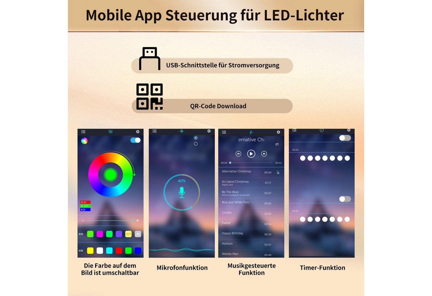Flieks Küchenbuffet mit LED-Beleuchtung, Rattantüren und Glas-Schubladen Holzmaserung (1-St., B120/T40/H180 cm) Hochschrank Küchenschrank Geschirrschrank mit verstellbare Ablagen Bild 3