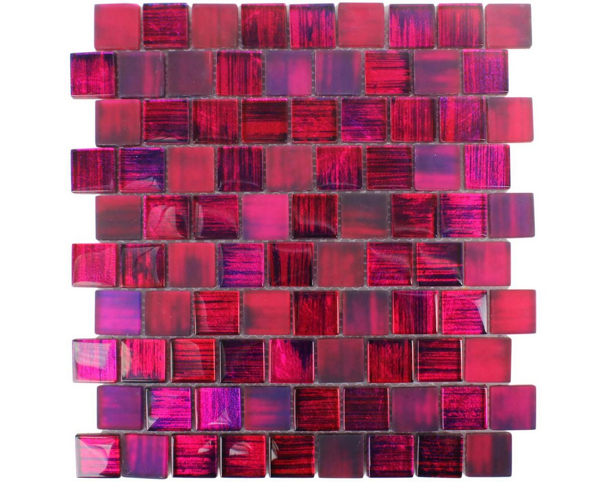 Mosafil Mosaikfliesen Glasmosaik Fliesen Lanzarote, Glas 31.800x28.600, pink, Verlegefertig auf ein Netz geklebt - Wasserfest