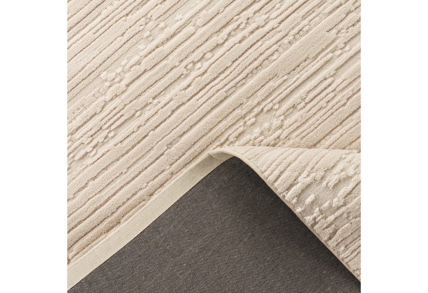 KADIMA DESIGN Teppich waschbar 3D Struktur schmutzabweisend Teppich Kurzflor, Rechteckig, Höhe: 16 mm, Florhöhe: 12 mm, 100% Polyester, Rechteckig, 120x170cm, Creme