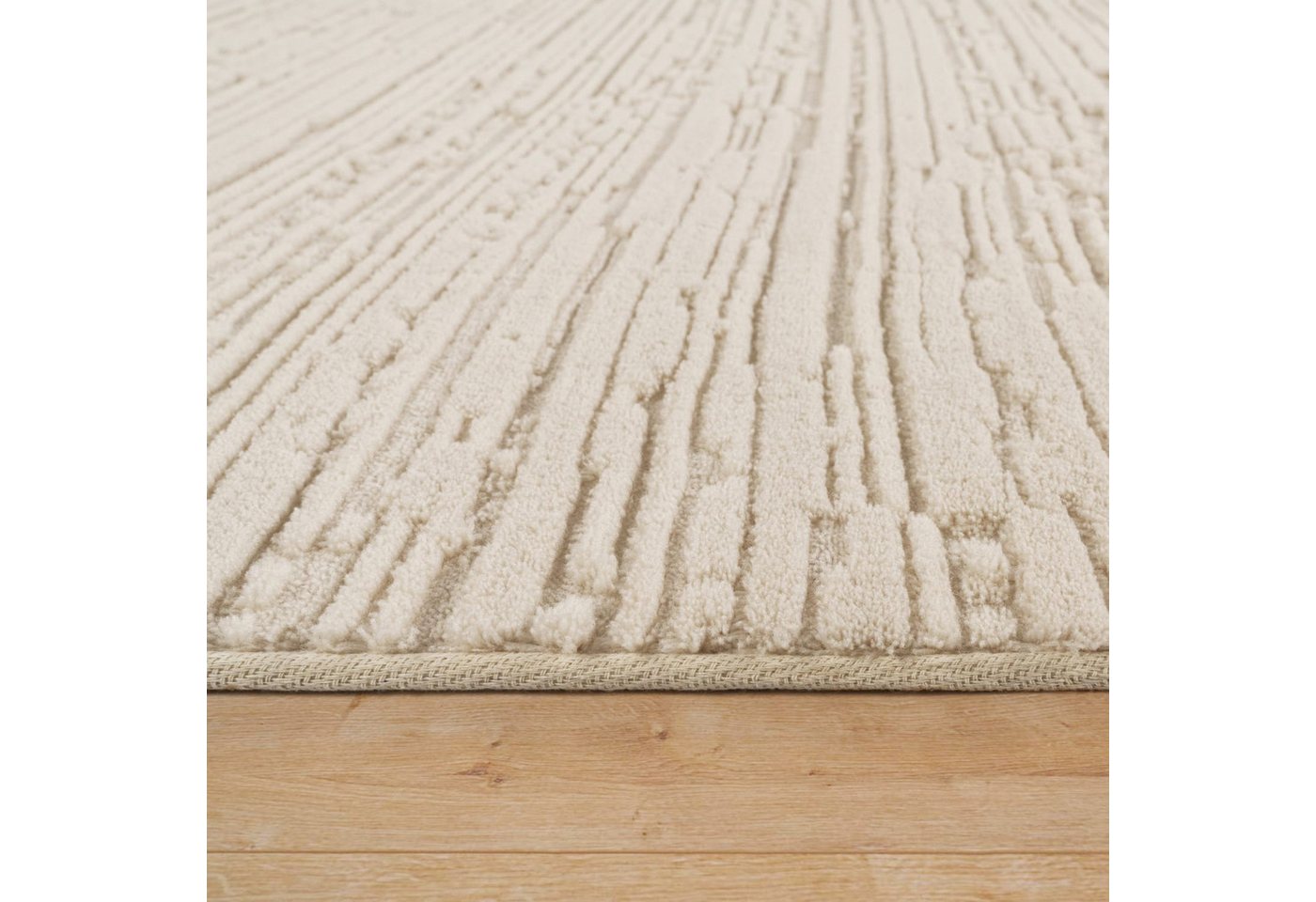 KADIMA DESIGN Teppich waschbar 3D Struktur schmutzabweisend Teppich Kurzflor, Rechteckig, Höhe: 16 mm, Florhöhe: 12 mm, 100% Polyester, Rechteckig, 120x170cm, Creme Bild 5