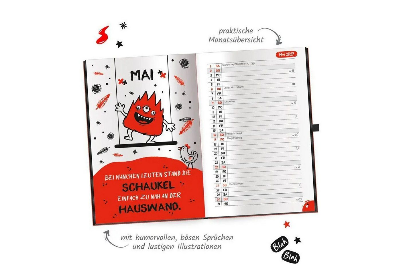Trötsch Verlag Jahresplaner TRÖTSCH - Buchkalender Der etwas andere Jahresplaner Schwarzer...