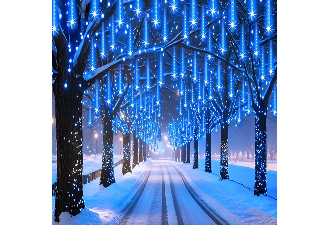 Merry 2024 LED-Lichterkette LED-Lichterkette Meteorschauer Regen Lichter,LED Dekolicht, Eiszapfen Regentropfen,30/50cm,LED Dekolicht