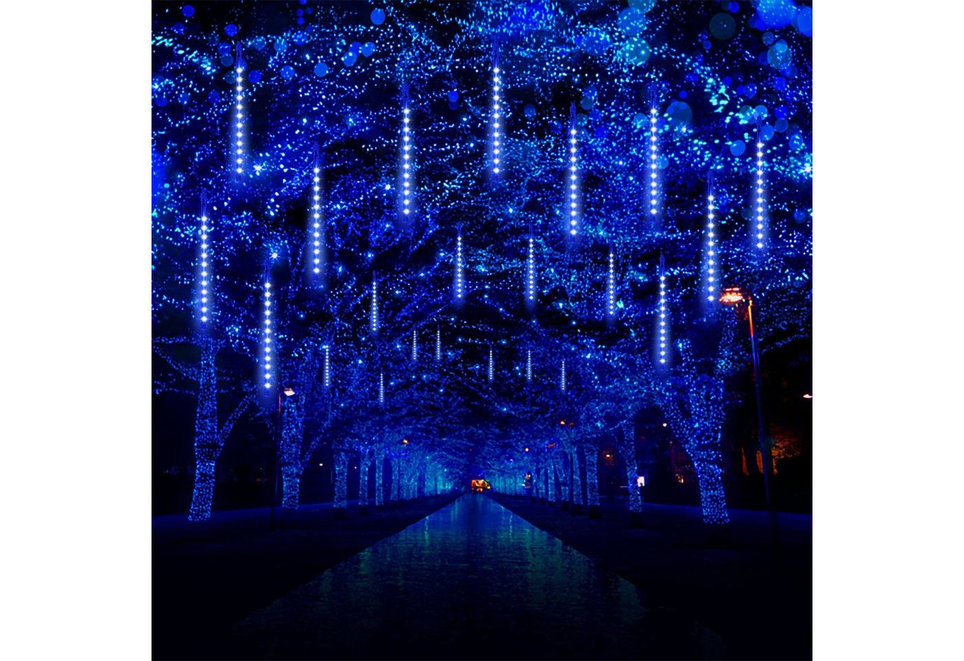 Merry 2024 LED-Lichterkette LED-Lichterkette Meteorschauer Regen Lichter,LED Dekolicht, Eiszapfen Regentropfen,30/50cm,LED Dekolicht Bild 4