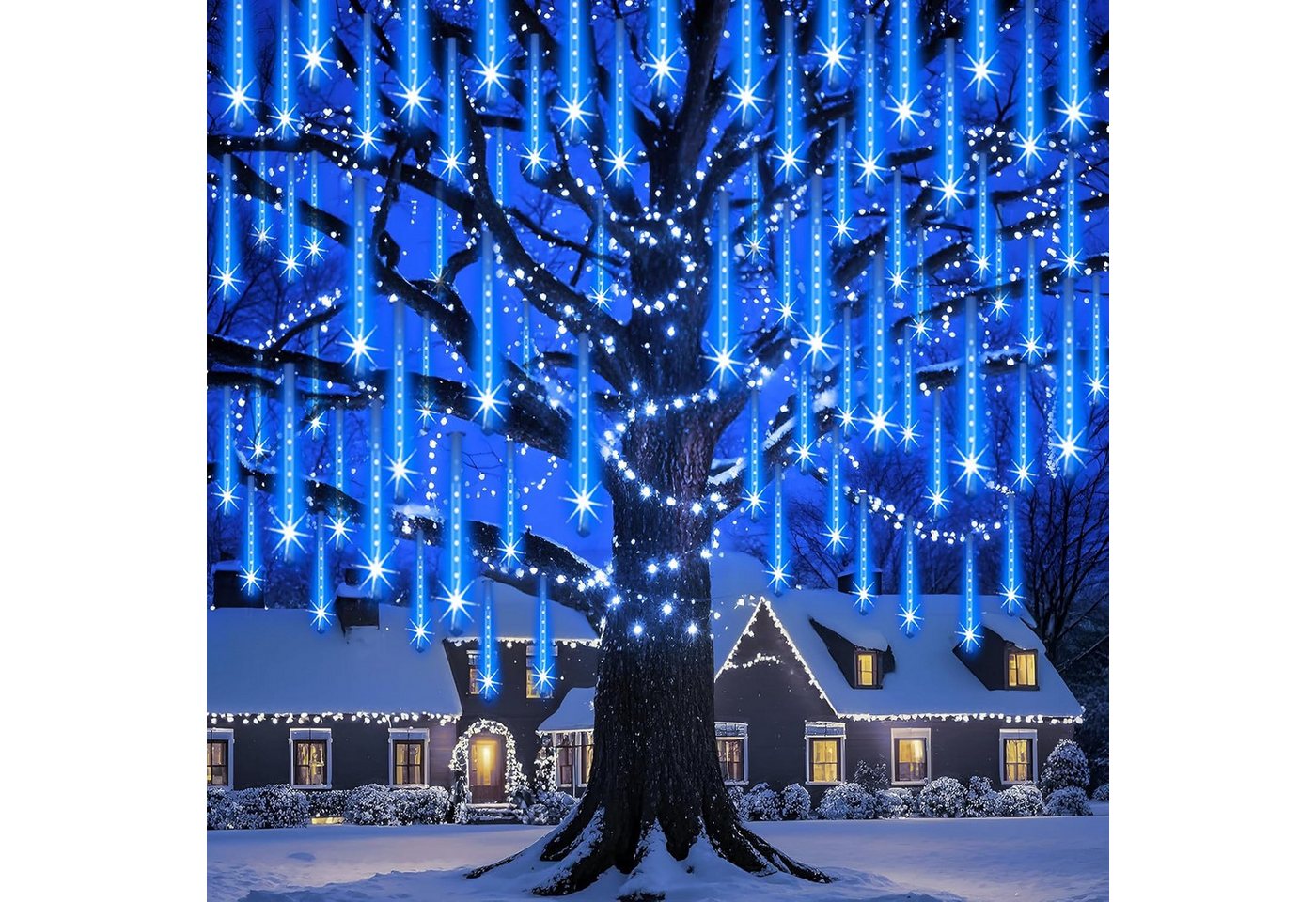 Merry 2024 LED-Lichterkette LED-Lichterkette Meteorschauer Regen Lichter,LED Dekolicht, Eiszapfen Regentropfen,30/50cm,LED Dekolicht Bild 5