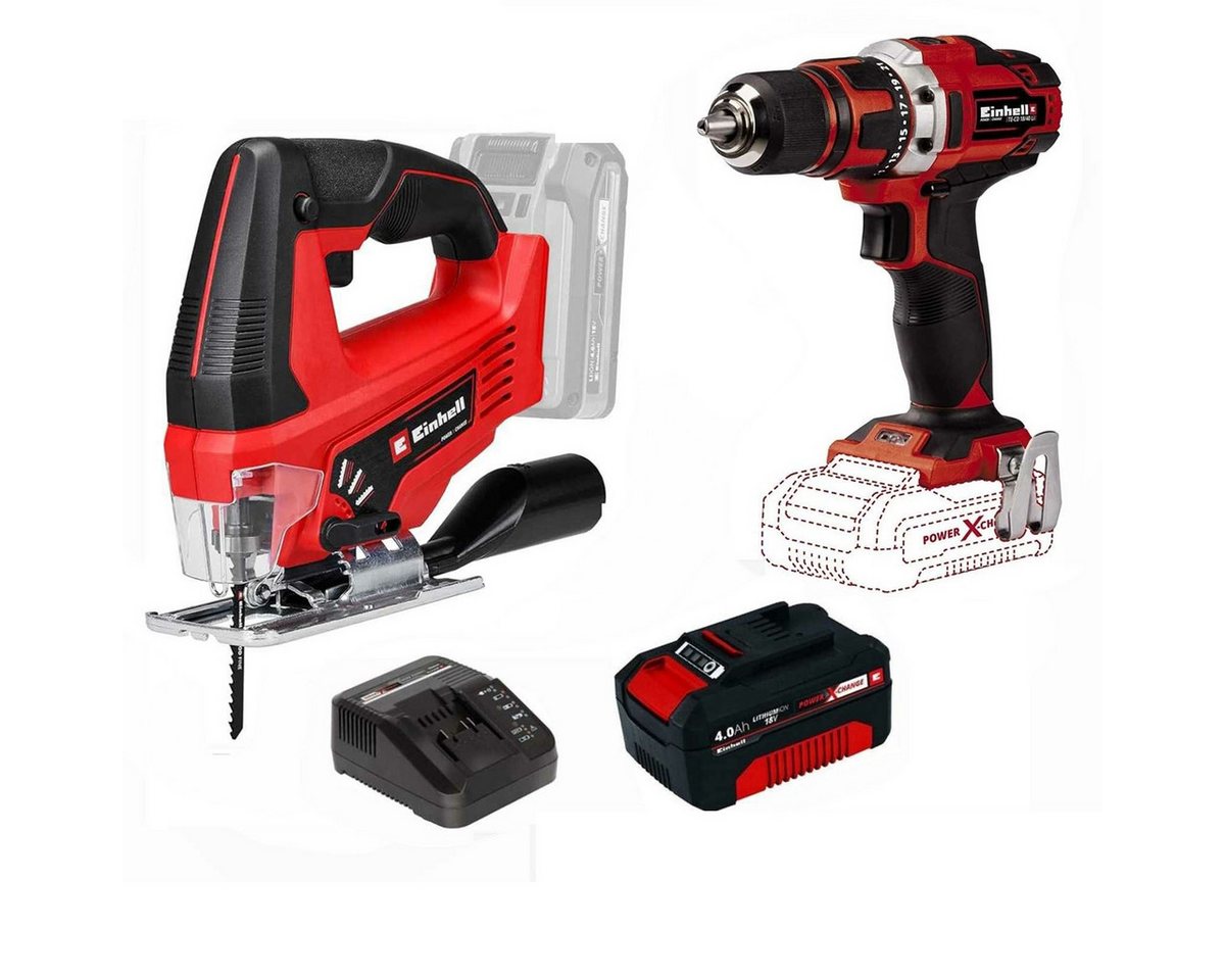 Einhell Akku-Bohrschrauber Set 18V Bohrschrauber TE-CD 18/40 Stichsäge TC-JS 18V Akku 4 Ah Bild 3