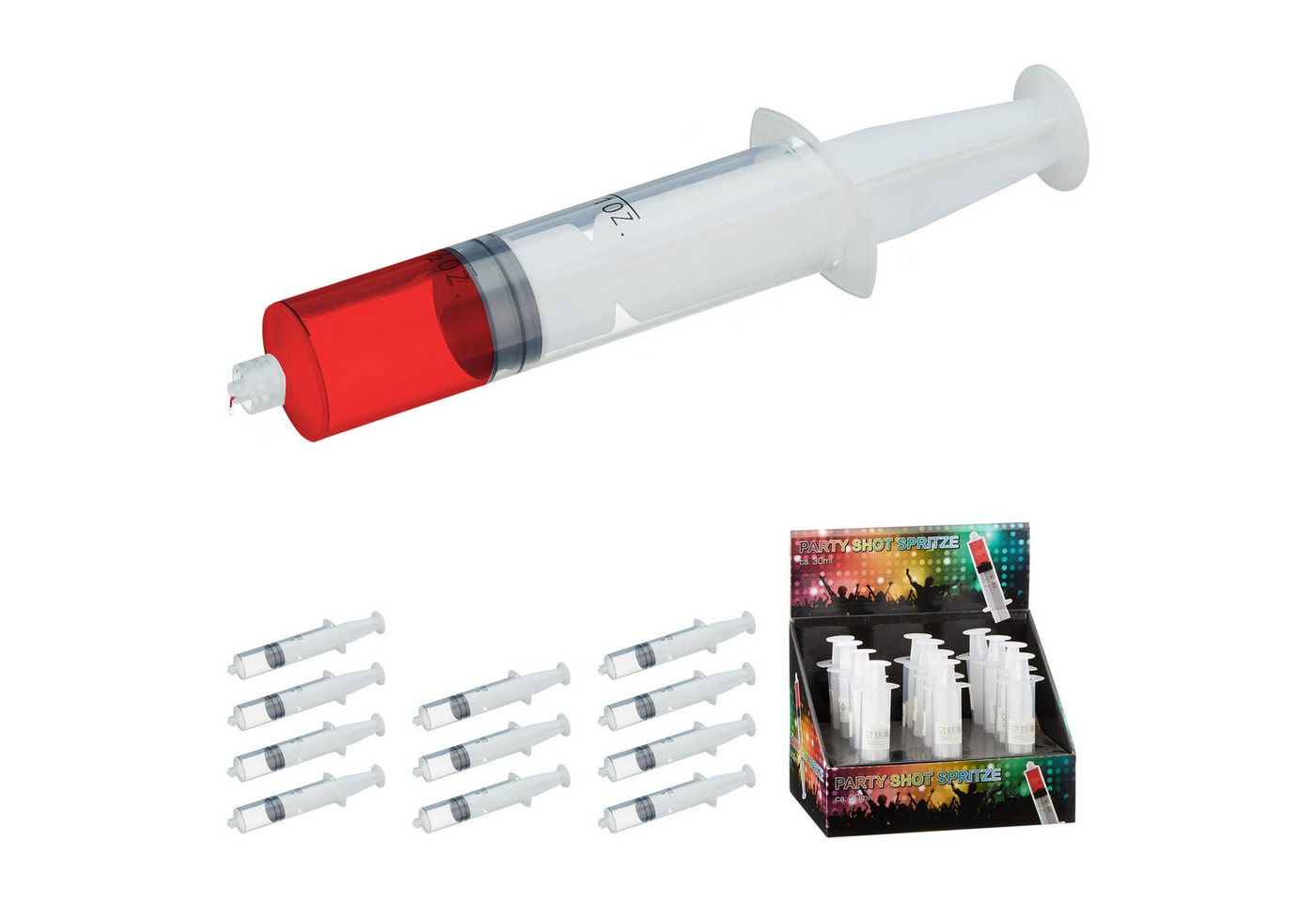 CEPEWA Absaugspritze Shot Spritze 12er Set 30 ml Kunststoff transparent 4,5x14x2,5cm Party Bild 2