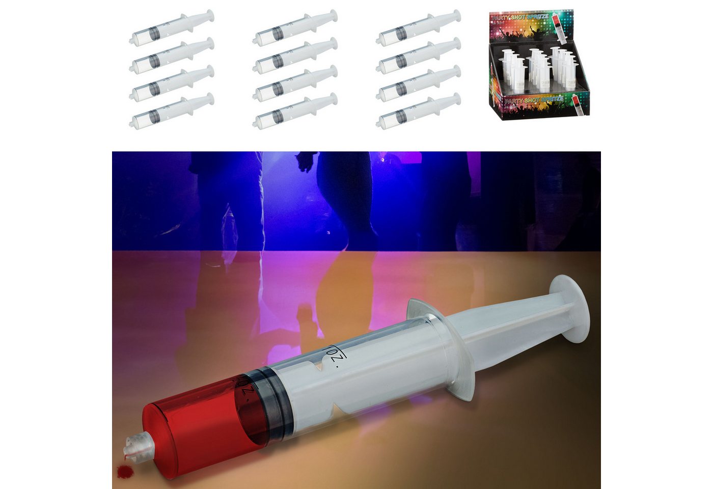 CEPEWA Absaugspritze Shot Spritze 12er Set 30 ml Kunststoff transparent 4,5x14x2,5cm Party Bild 4