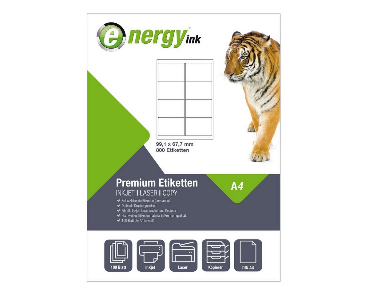 Energy-ink Etikettenpapier energy ink ET99,1x67,7, Etiketten 99,1x67,7 mm - 100 Blatt = 800 Etiketten