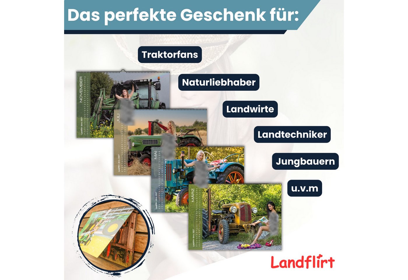 Landflirt Wandkalender Landflirtkalender 2027 Jungbauern – Frauen & Oldtimer-Traktoren DIN A3 Bild 4