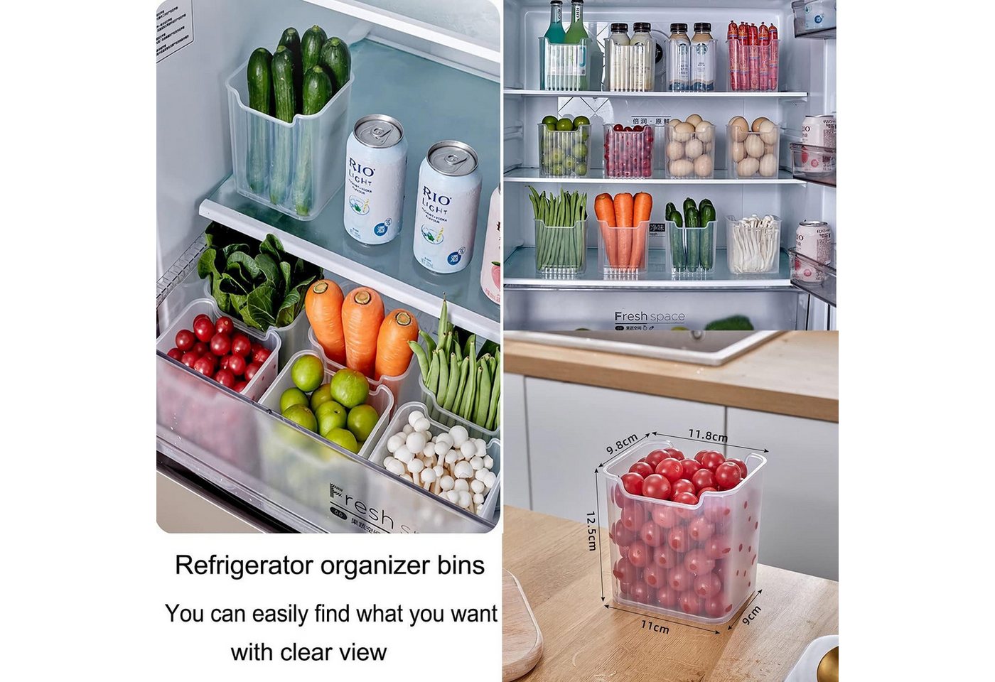 FELIXLEO Küchenorganizer-Set Kühlschrank Organizer Set 6pcs Door Aufbewahrungsbox Küche, (12-tlg) Bild 5