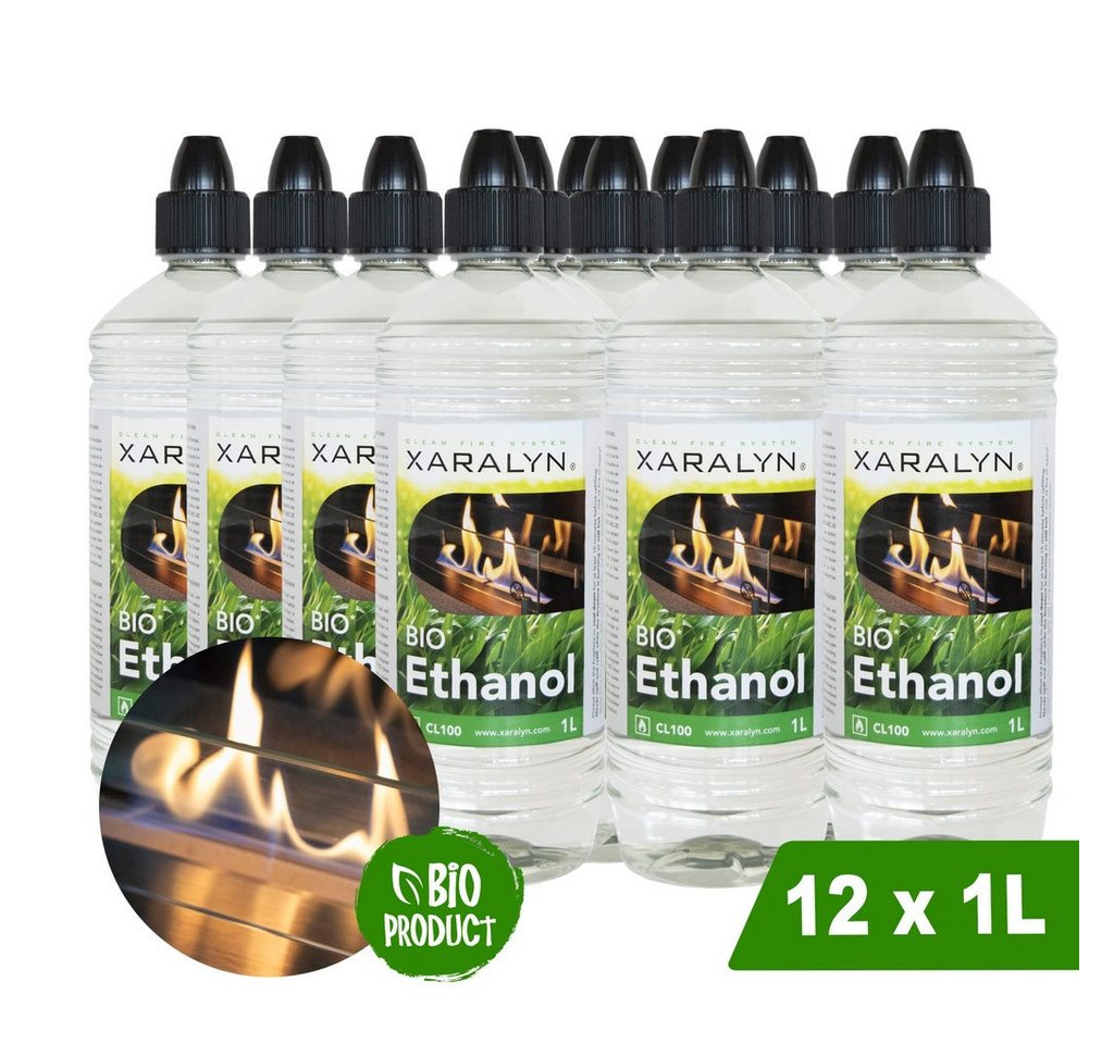 XARALYN Echtfeuer-Dekokamin Ethanol CL100 (12 x 1 Liter) - 100 % reines Bioethanol