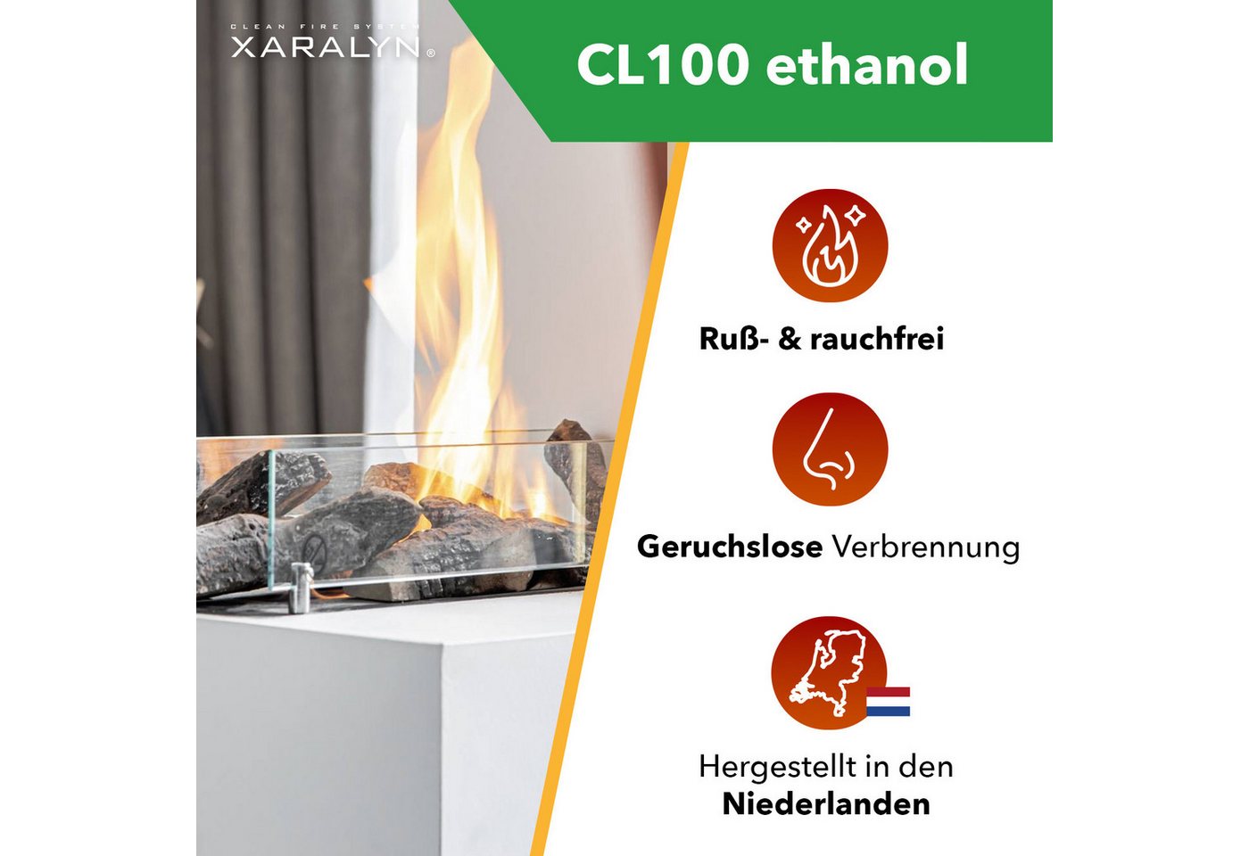 XARALYN Echtfeuer-Dekokamin Ethanol CL100 (12 x 1 Liter) - 100 % reines Bioethanol Bild 3