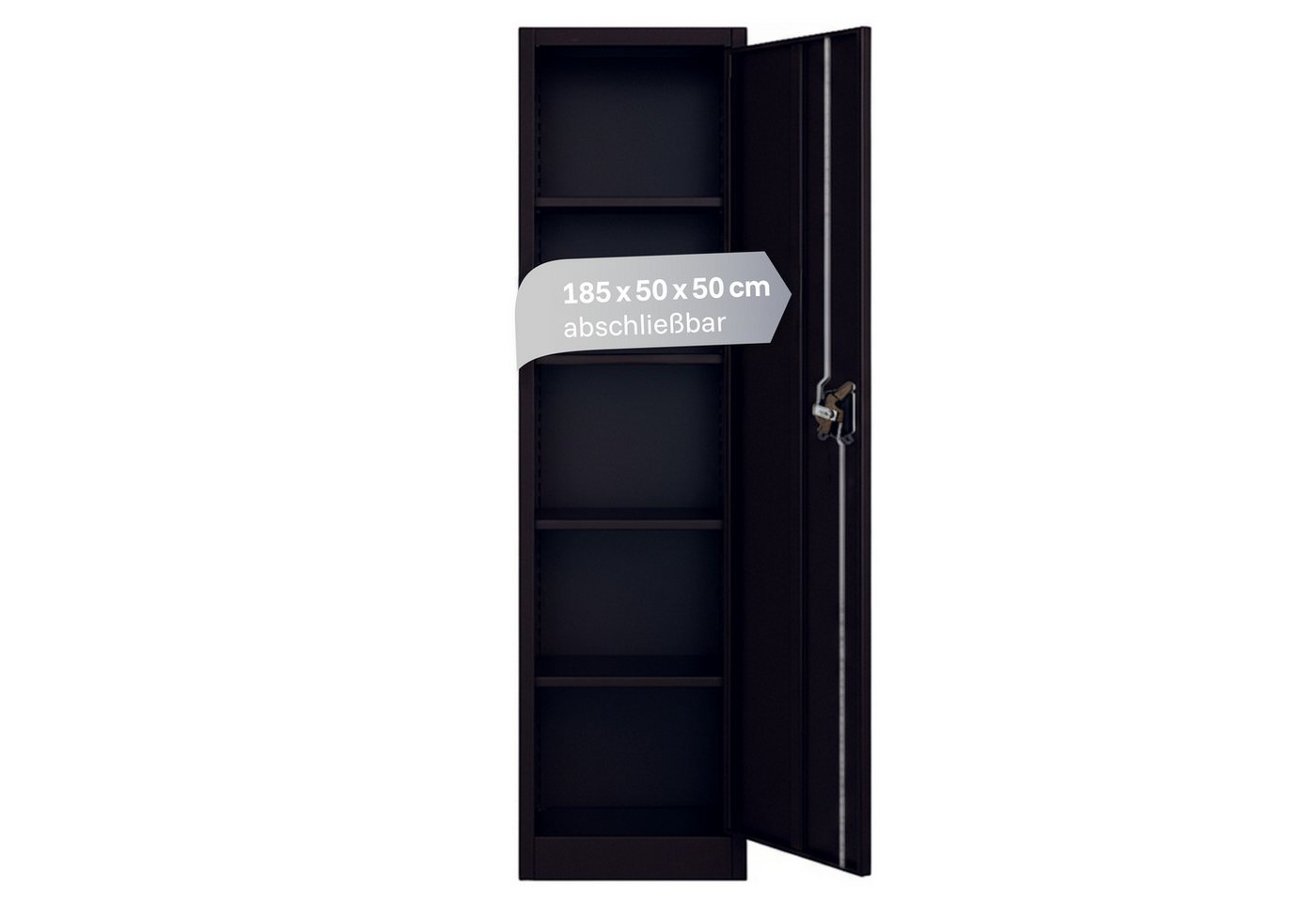LagerZwei Aktenschrank Stahlschrank 185x50x50 cm (1-St) 3-fach verriegelt, 4 Böden, bis 30 Ordner, nur 50 cm breit Bild 2