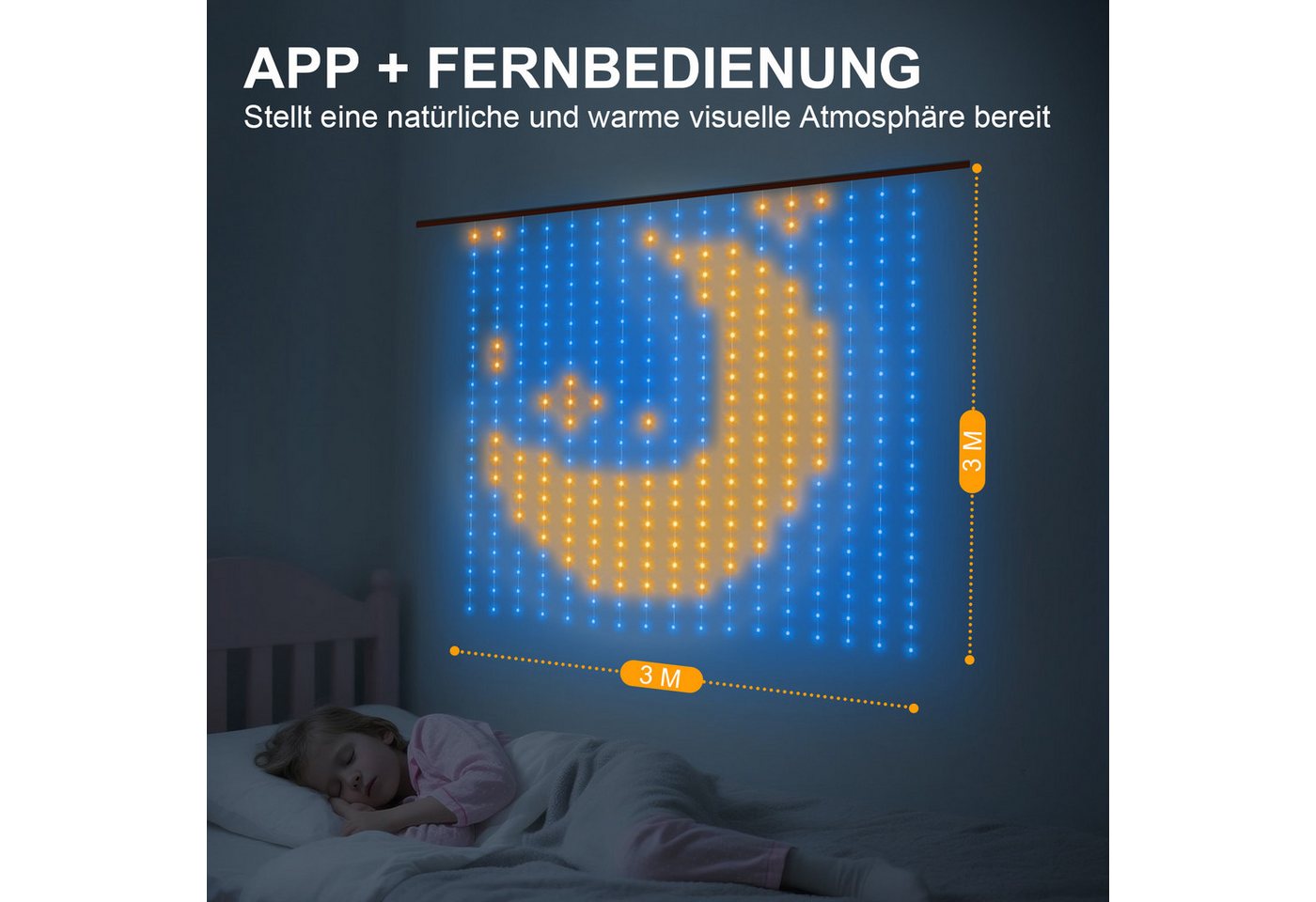 XERSEK LED-Hängeleuchte LED-Weihnachtslichterkette LED String Lichtervorhang Beleuchtung, 400 LEDs, mit Fernbedienung & APP-Steuerung, Timer, Verstellbare Helligkeit, IP44, 100+ dynamische szenenmodi, Smart Vorhang LED-Lichterkette mit Musikmodus, DIY Weihnachtsbaumbeleuchtung Bild 4