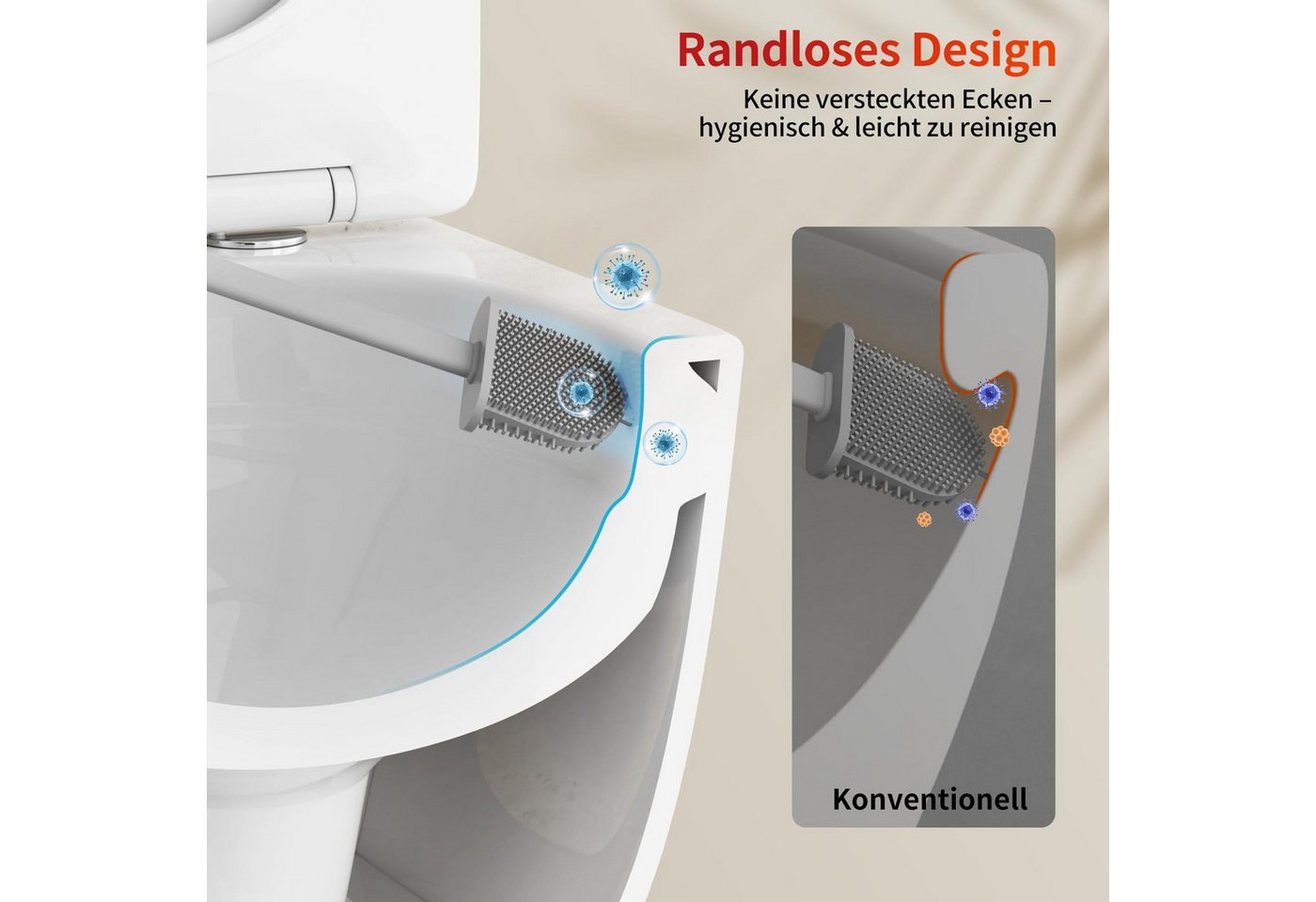 Rainsworth Tiefspül-WC Dusch WC, spülrandloses Hänge-WC, wandhängend, 360° Einloch Spülung Wand WC mit Soft-Close, Weiß