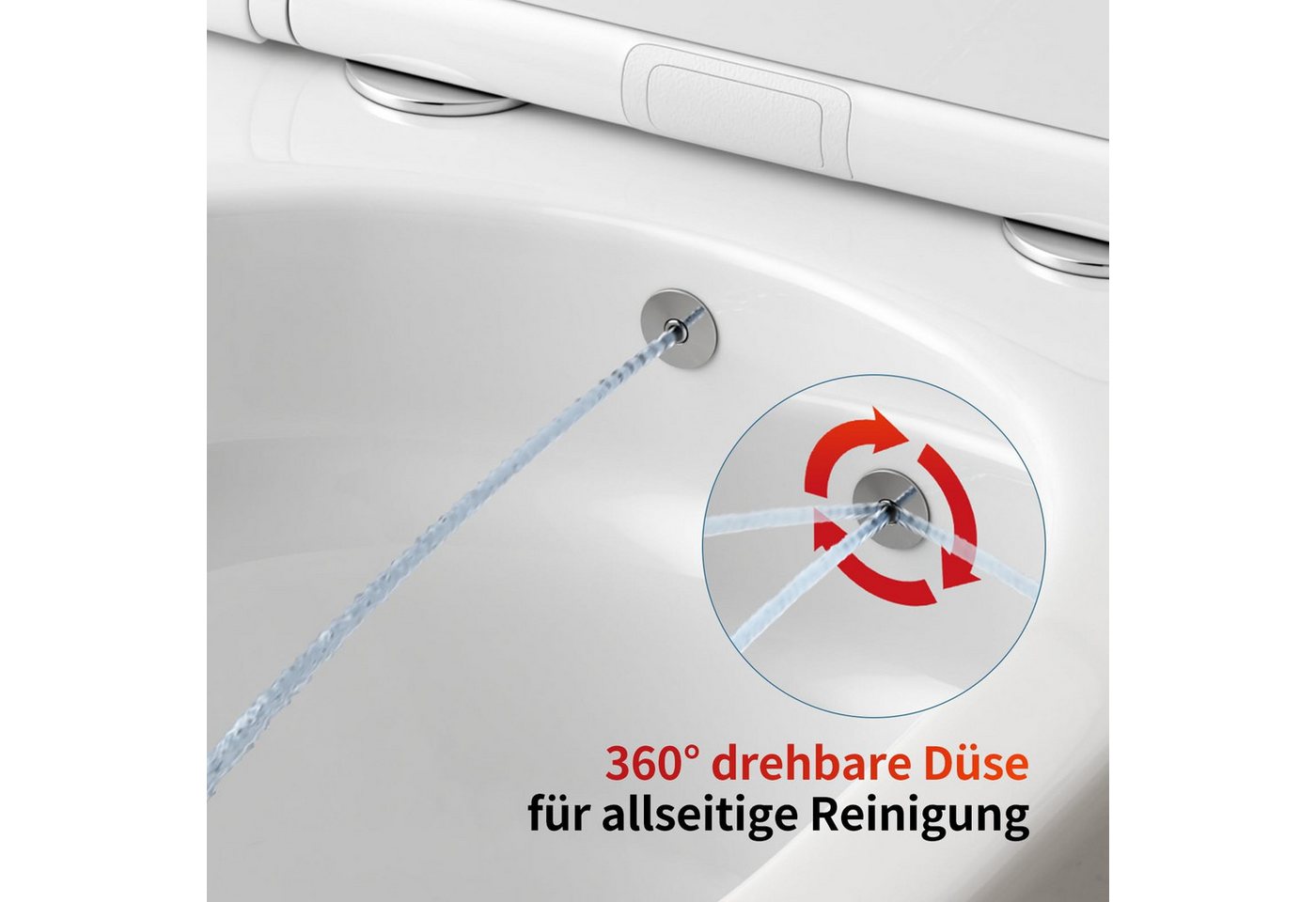 Rainsworth Tiefspül-WC Dusch WC, spülrandloses Hänge-WC, wandhängend, 360° Einloch Spülung Wand WC mit Soft-Close, Weiß Bild 2