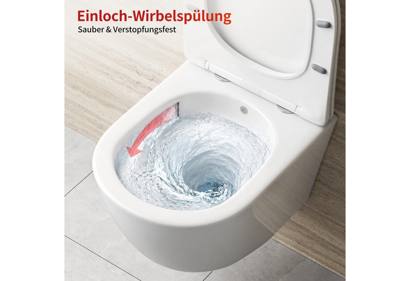 Rainsworth Tiefspül-WC Dusch WC, spülrandloses Hänge-WC, wandhängend, 360° Einloch Spülung Wand WC mit Soft-Close, Weiß Bild 5