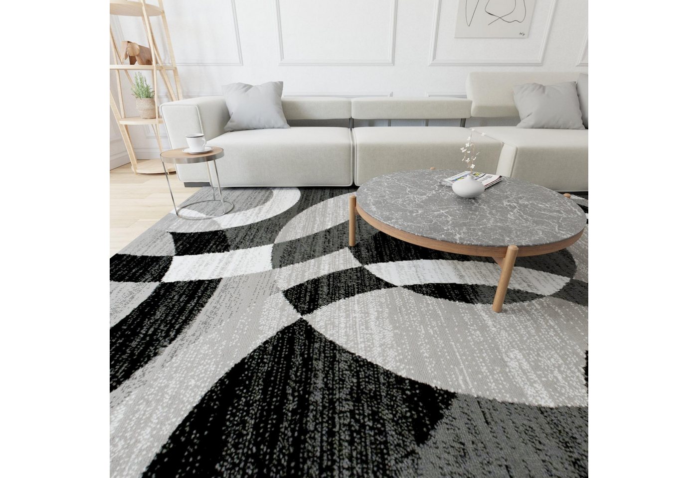 Mazovia Orientteppich Modern Geometrisch Anthrazit Grau Wohnzimmer, Schlafzimmer, Büro, Fußbodenheizung Bild 3